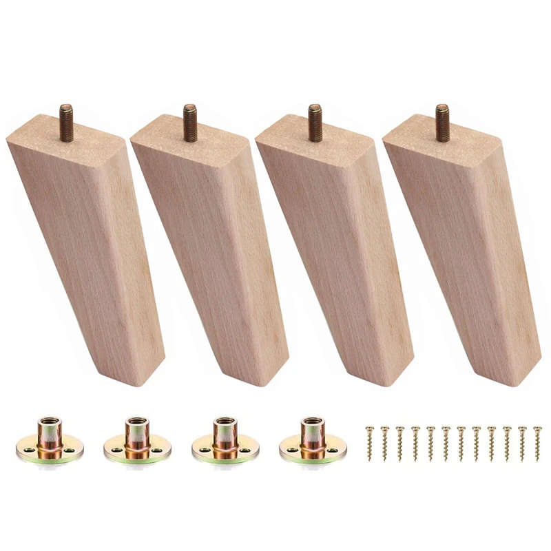 4Pcs Solid Beech Wood Furniture Legs for Sofa Couch Chair Ottoman Loveseat Table Cabinet Legs 14CM Furniture Feet Replacement