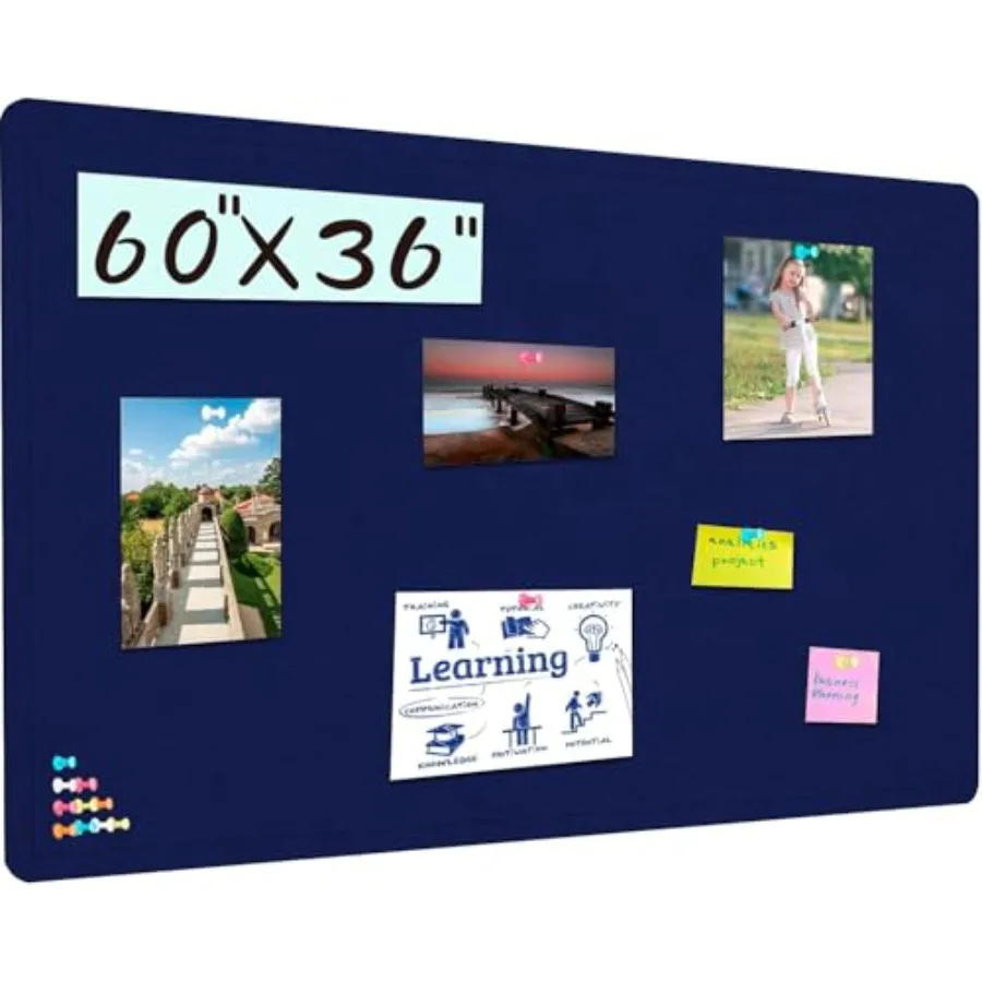 

Large Bullet Board, Cork Board with 30 Pushpin, 5' 3' Felt Cork Board Notice P Board, Self-Adhesive Vision Board Mood Board Fol