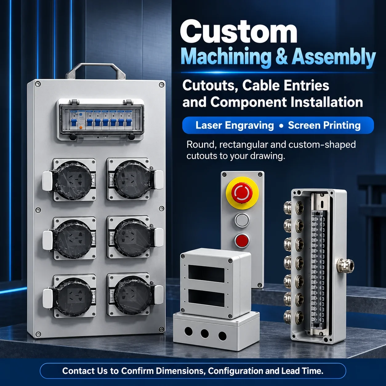 Die-Cast Aluminum Waterproof Junction Box with Silicone Gasket, Outdoor Electrical Enclosure Multiple Sizes