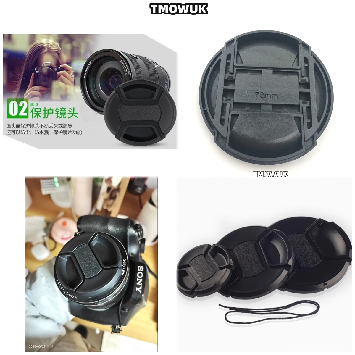 

For SONY A550 A7S2 A7R4 A7C A500 A390 A57 A65 Camera Lens Cap Protective Cover Center Pinch Snap-on 49mm 52 55 58 62 67 72 77 82