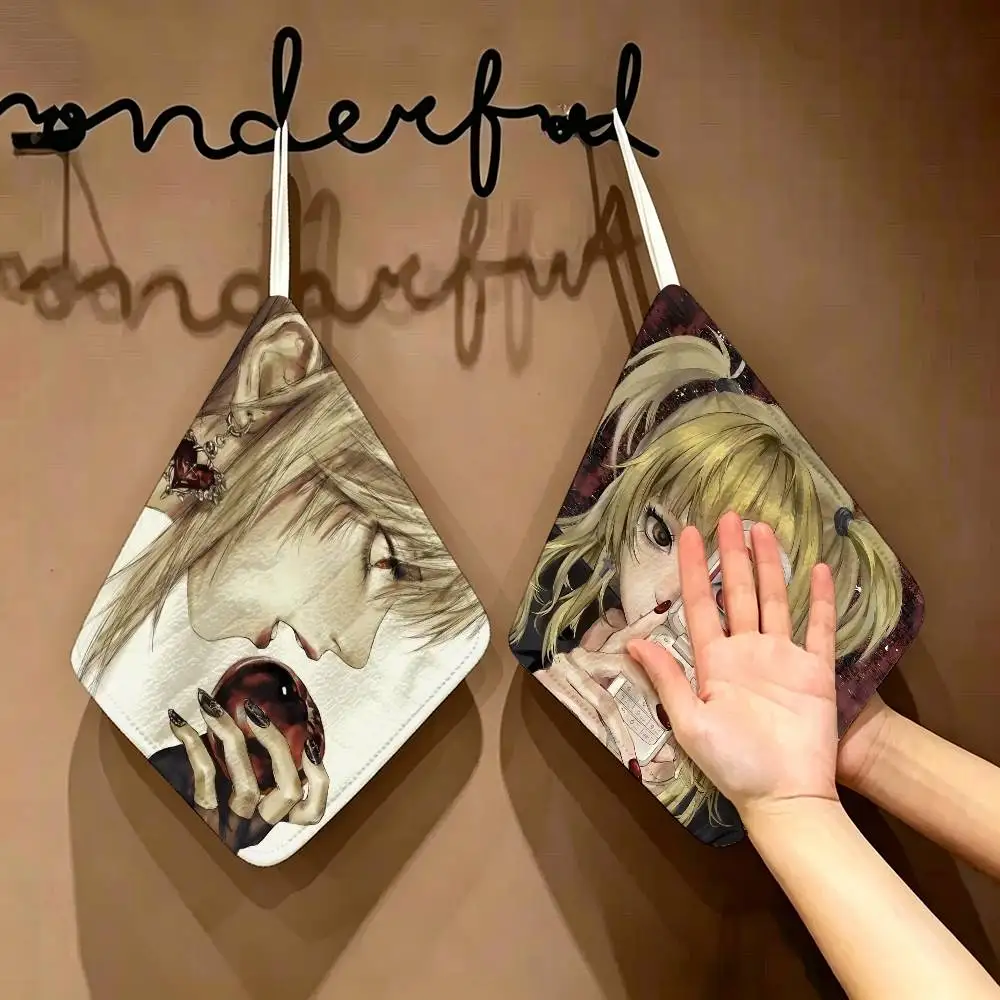D-Death-Note Psychological-Thriller Thickened Polyester Cotton Hanging Towel, High Absorbent Hand Wiping Towel for Indoor Use