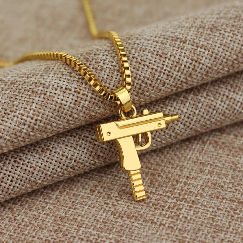 Trendy Uzi Gun Shaped Pendant - Hip Hop Chain Necklace recension och pris