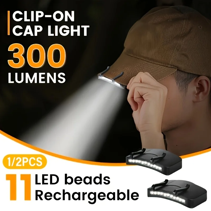 Portable Super Bright 11 LED Headlamp Hat Clip Flashlight Light for Night Fishing Camping Outdoor Hiking Battery Powered 3*AAA