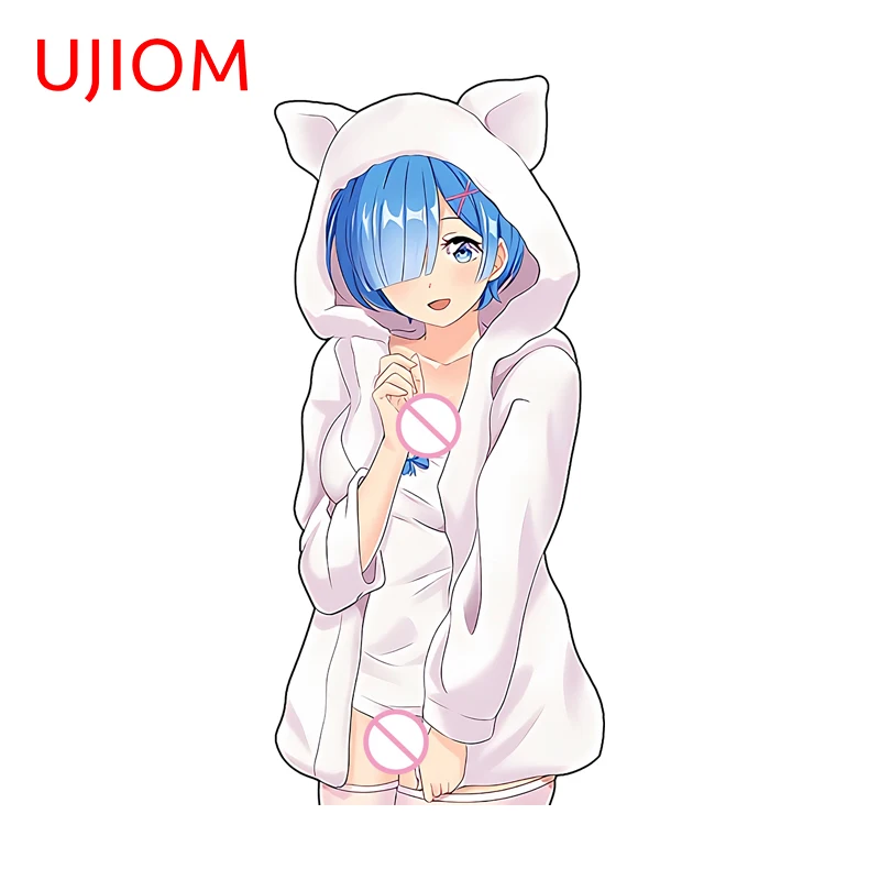 UJIOM Rem Cat Ears Girl Wall Sticker Lovely Interesting Standing Posture Waterproof Graffiti PVC Decal Vinyl Wardrobe Decoration