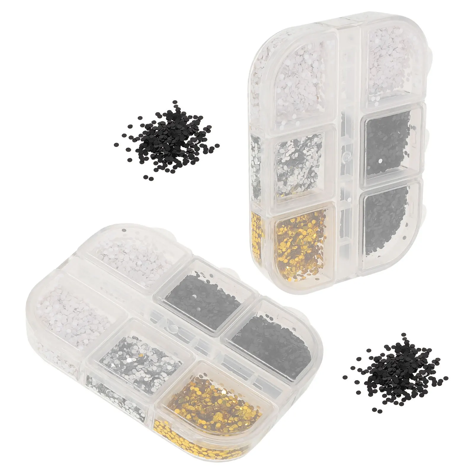 

2 Boxes Mini Art Sequins 6-Grid Colorful Dot Glitter Flakes For Diy Manicure Decorations Nail Accessories Nail Embellishments