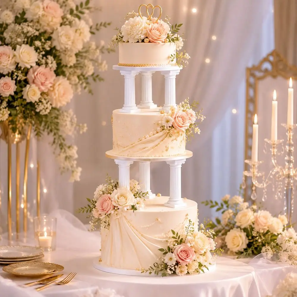 Plastic Roman Column Cake Stand Food Grade Cuttable Cake Tier Support Reusable Cake Support Stand Wedding Cake Decoration