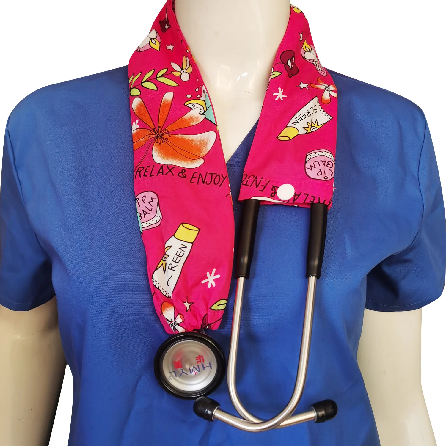 Hennar หูฟังหุ้มวัสดุผ้าฝ้ายลายการ์ตูนลายดอกไม้