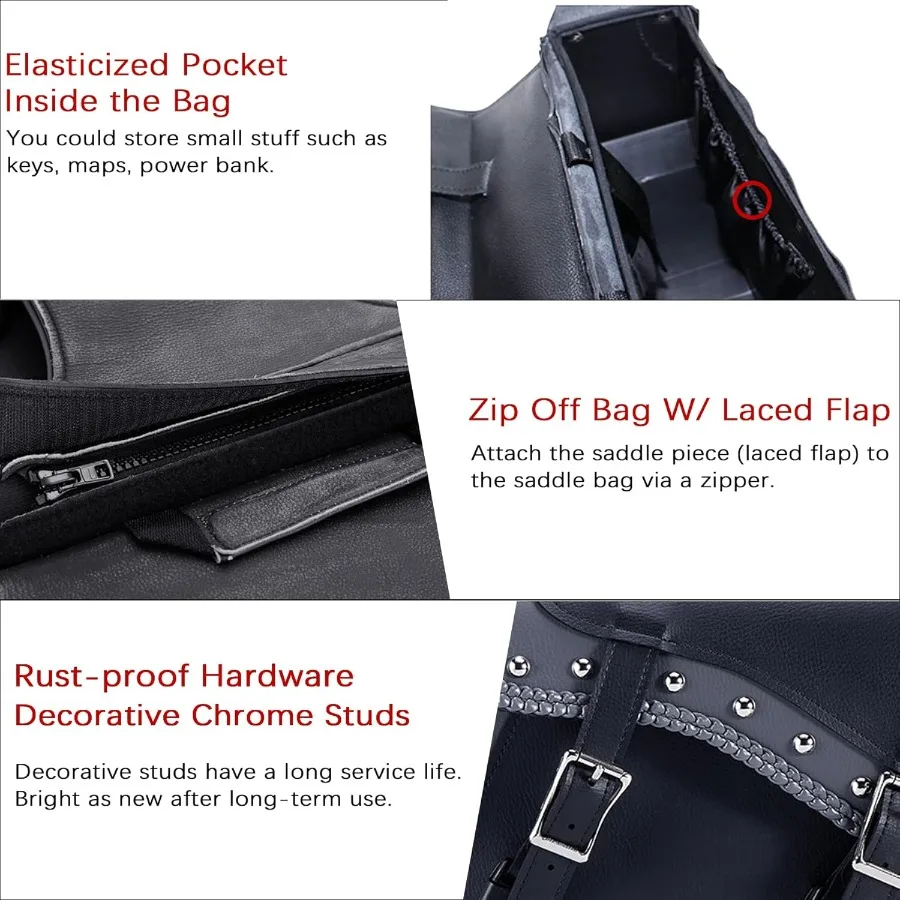 Borse da sella per moto in ecopelle Borse laterali per moto in PVC con borchie Borse laterali per moto per Honda Shadow Sportster Softail D