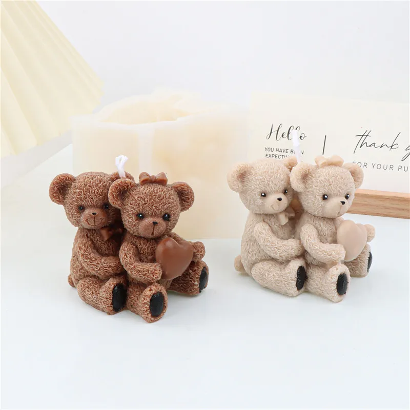 New Bow Knot Love Beary Silicone Mold Gypsum form DIY Handmade Aromatherapy Candle Ornaments Handicrafts Soap Mold Hand Gift