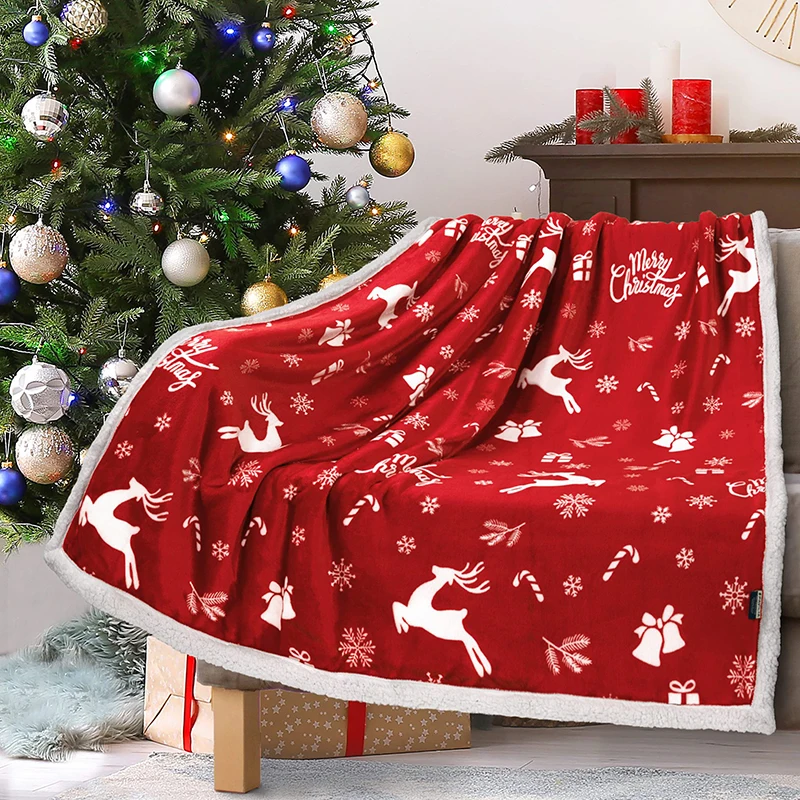 

Christmas Soft Fleece Blanket Cozy Soft Warm Throw Winter Gifts Blanket for Bed Couch Sofa Lightweight Camping Travel Decoration
