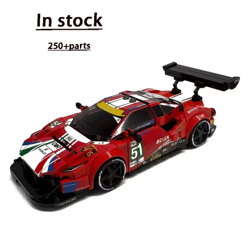 

Classic New 488GT City Sports Racing Car Building Block Model with 250 +Parts, Boys' Children Birthday Building Block Toy