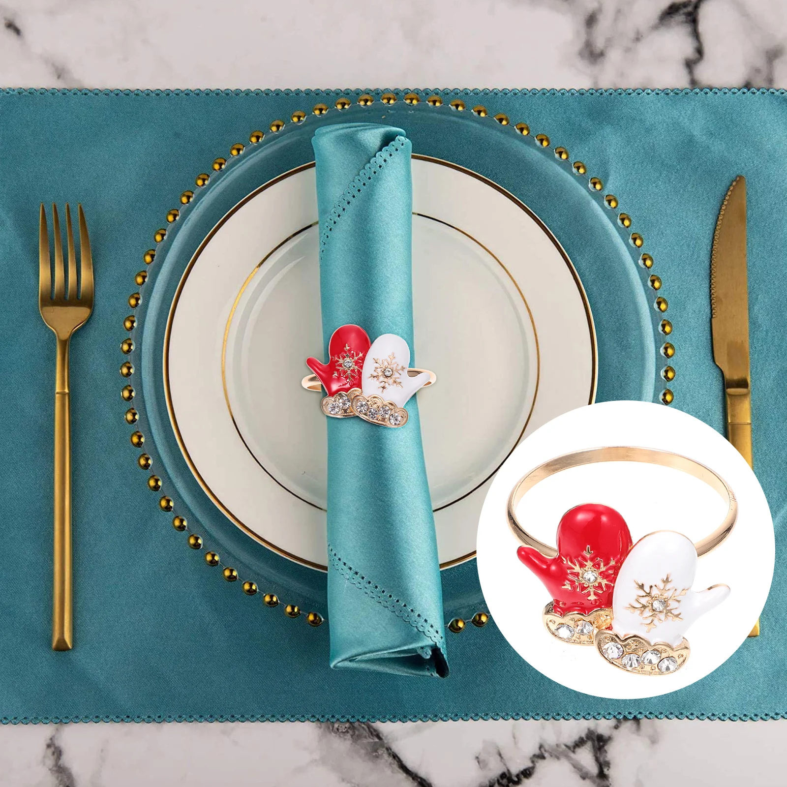 

6Pcs Napkin Holders Christmas Stylish Dining Table Decor for Family Gathering Celebration Restaurant Bar Shop Use