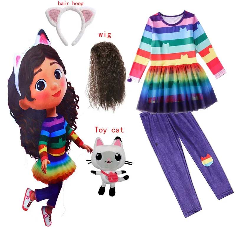 AA Bear House 002 แมวเด็กทารกฤดูร้อน Gabby's ชุดตุ๊กตาสายรุ้งลายเด็กคอสเพลย์เจ้าหญิงเด็กวัยหัดเดิน BirtWAT99 ★ ★