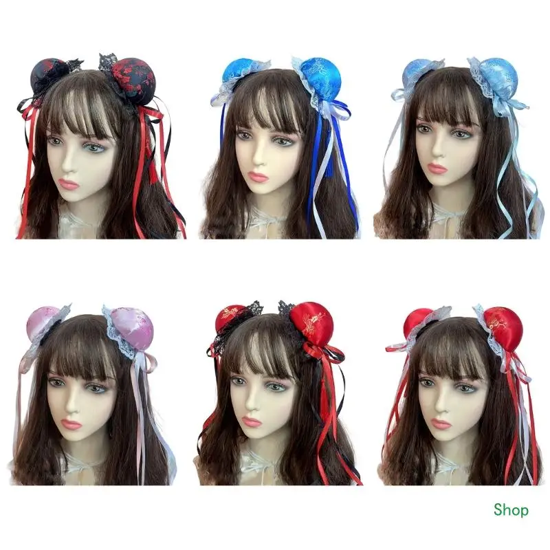 Dropship Animes Hair Bun Cover HairClip Bowtie Hair Barrettes 2000S Dress Up Maid Side Clip