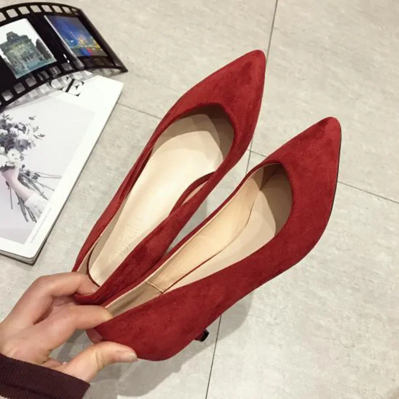 2024 Office Lady Shoes Women Low Heels Pointed toe Fashion Brand Women Pumps Woman High Heels Black Red Leopard Shoes YX3411