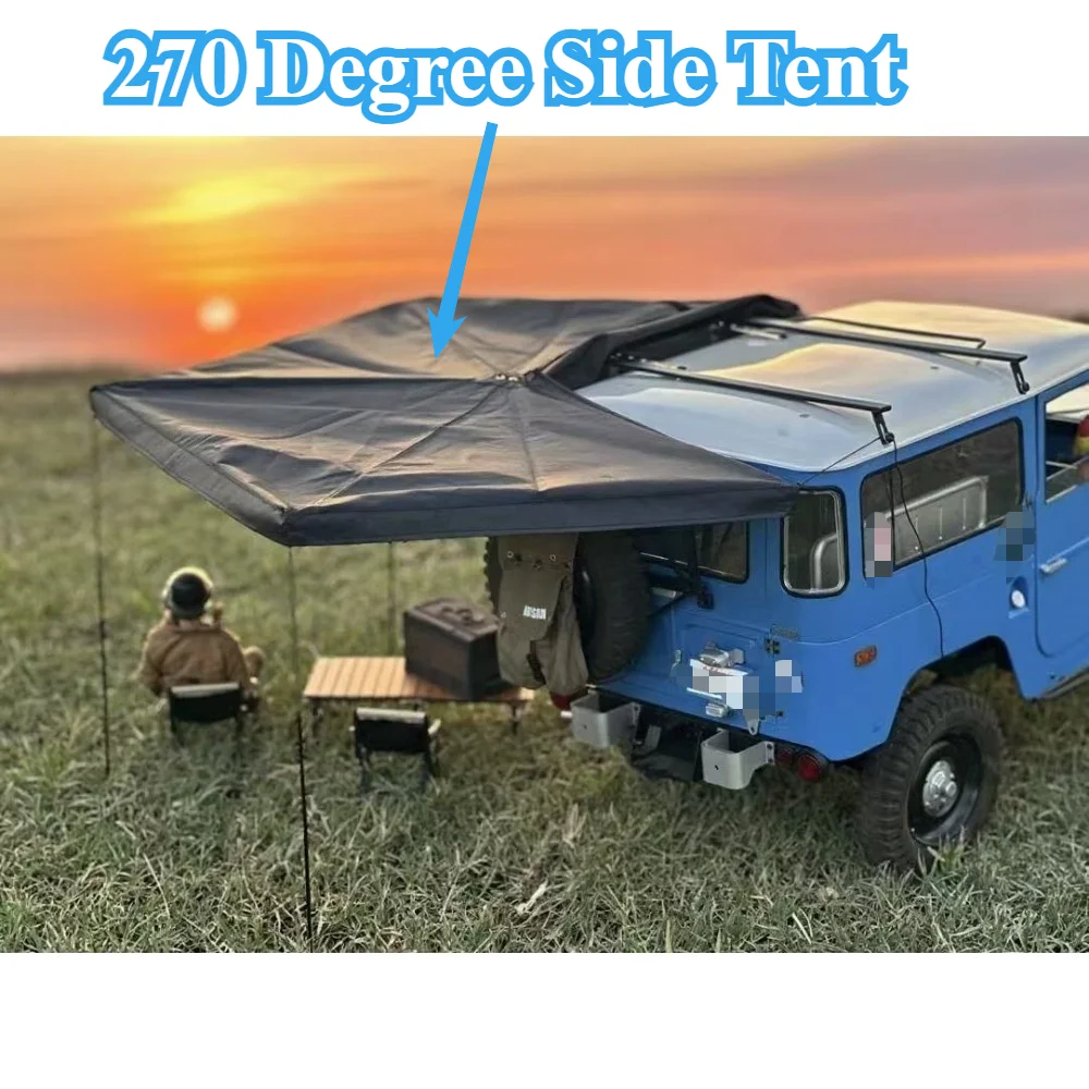 RC Crawler Simulation Decor 270 Degree Side Tent for Roof Rack customizable size 1/10 1/8 Scale Model Awning Upgrade Accessories