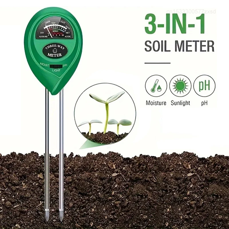 Testeur de pH du sol 3 en 1, testeur de luminosité du soleil, capteur d'humidité du sol pour fleurs de jardin, détecteur de pH et d'humidité pour plantes, moniteur d'acidité pour plantes de jardin