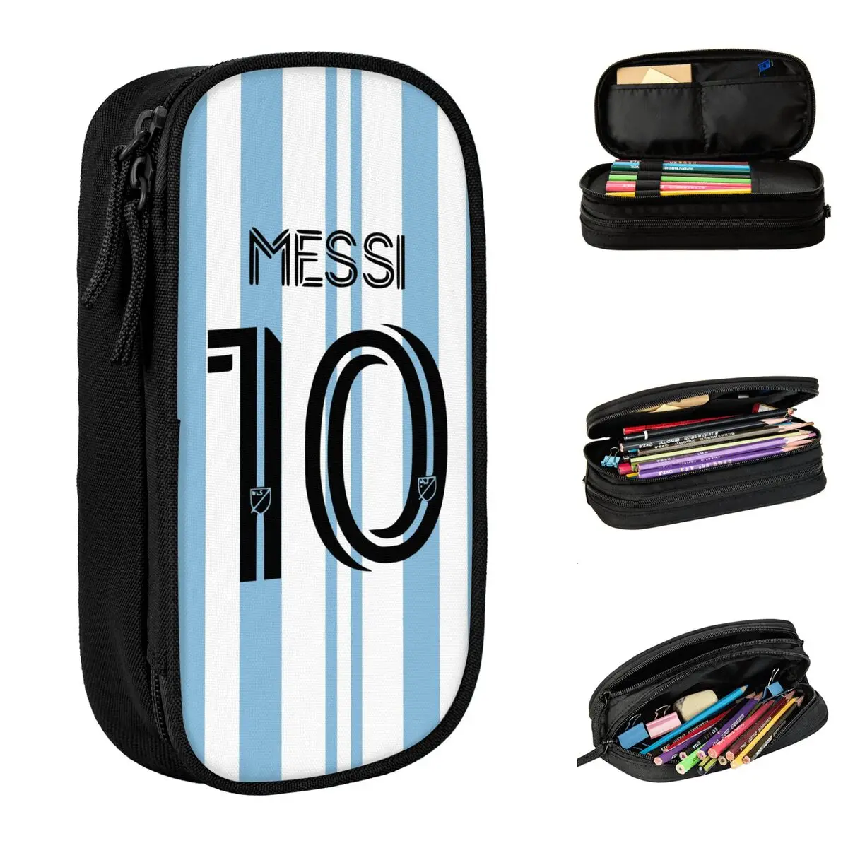 Messied Number 10 Pencil Case Cute Football Pen Holder Pencil Bags for Student Large Storage Students Cosmetic Pencilcases