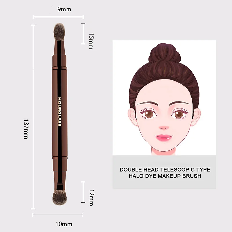 Hourglass Makeup Brush HG025- Double head telescopic halo dye brush with cover Portable makeup brush eye shadow refresh discount