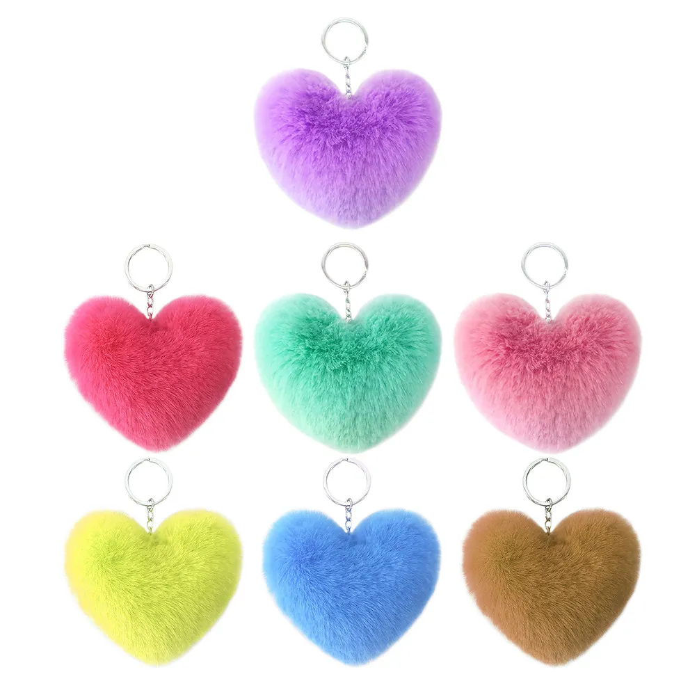Lot de 7 porte-clés simples en forme de cœur, en alliage de qualité supérieure, pendentifs créatifs pour clés, sacs, décorations, sacs à main, étuis de téléphone, cadeaux