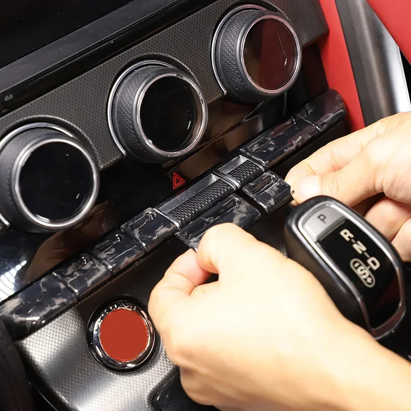 For Jaguar F-TYPE 2013 + Car Central Control Button Switch Decorative Cover  Real Carbon Fiber Interior Accessories 8 Pcs