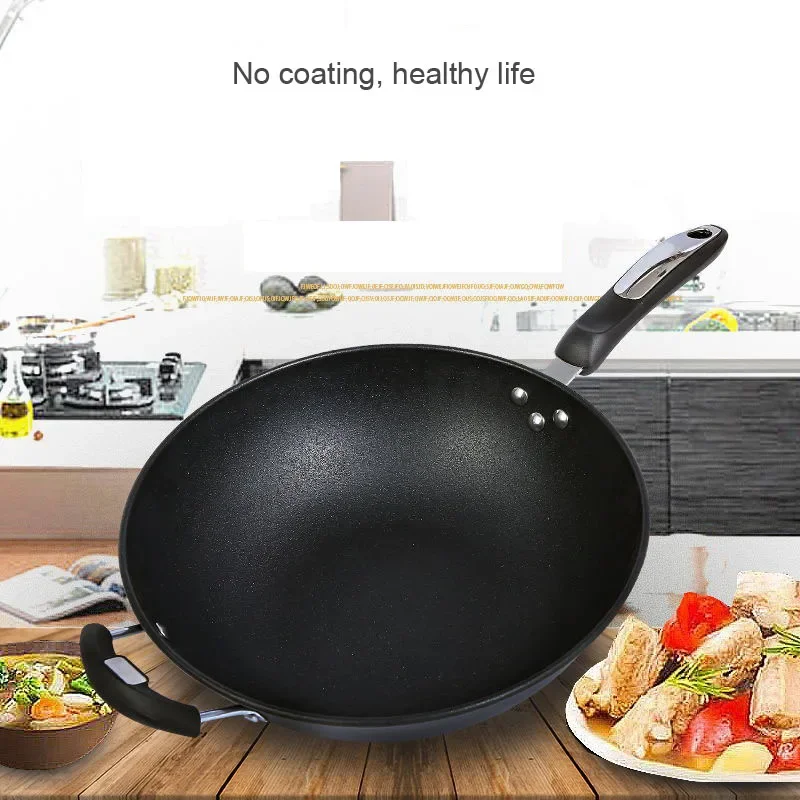 Frying Wok Non-stick Pan Shovel Resistant Back Wok 30/32/34CM Household Wok No Oil Smoke Pot Non-stick Pot Iron Pot