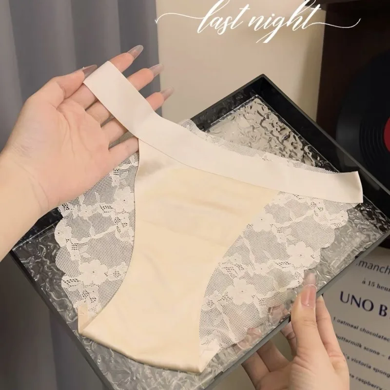 SP&CITY Flower Embroidery Hollow Out Satin Underwear for Women Low Waist Lepard Sexy Panties Thin Cotton Crotch Seamless Briefs