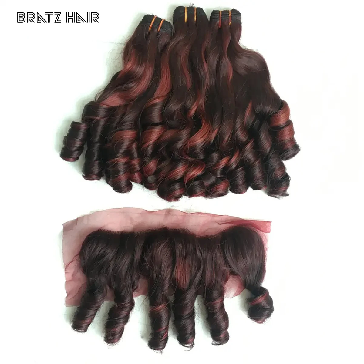 نطاط الأحمر تسليط الضوء على Funmi مجعد لا ذرف متشابكة إغلاق أمامي لصنع شعر مستعار سوبر مزدوج مسحوب 100 جرام تسليط الضوء على حزم