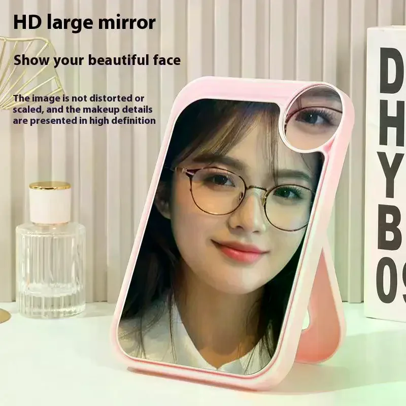 مرآة تزيين مربعة مع عدسة مكبرة عالية الوضوح قابلة للطي لسطح المكتب، مرآة مكياج محمولة متعددة الألوان #2