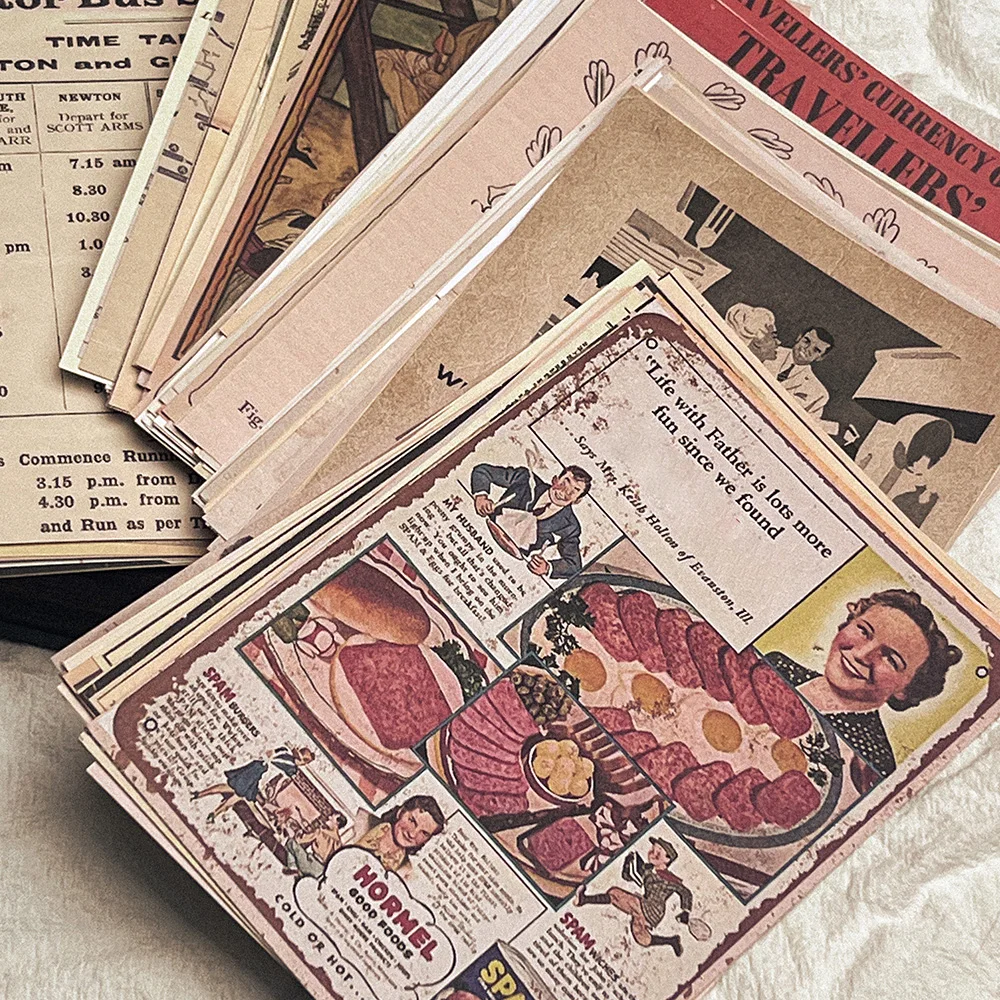 118Pcs Vintage Old Newspaper Craft Paper Pack Retro Travel Tickets Art Paper Junk Journal Ephemera Collage Scrapbooking Material view 5