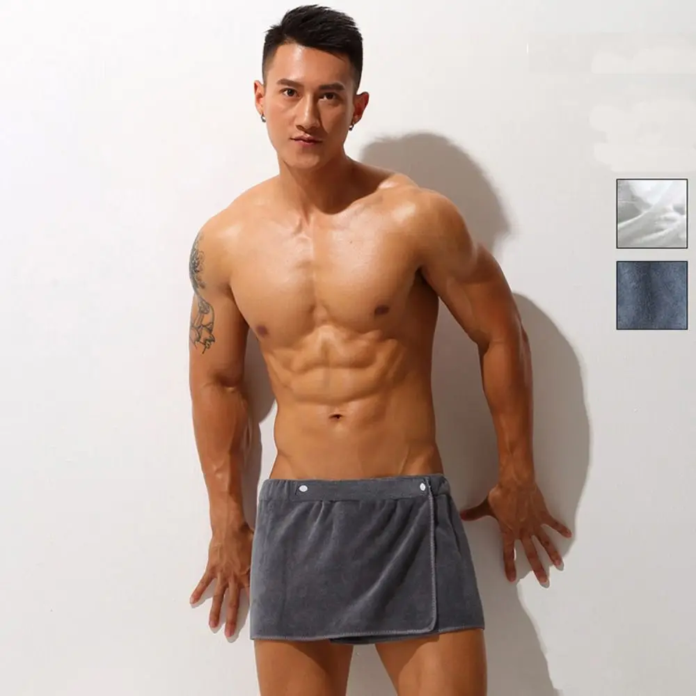 Pajamas Side Split Men's Sexy Shorts Short Thick Bath Towel Pants Wearable Swimming Bathrobe for Men