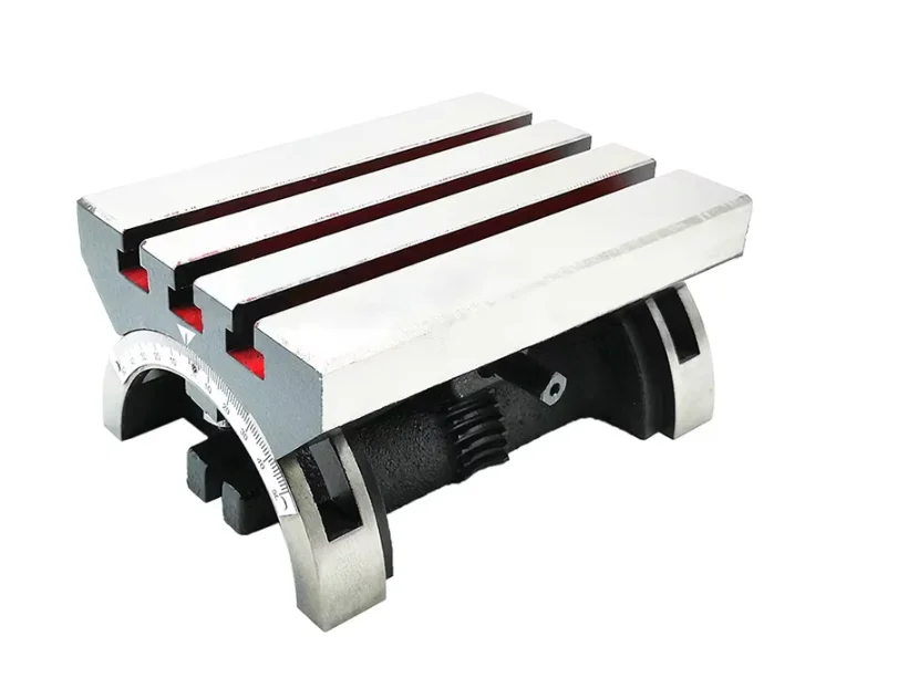 1Set 7x5 In Tilting Milling Table Adjustable Rotary Worktable Machine W/ 3 T-Slots & A Crank Handle Heavy Duty Grinding Milling
