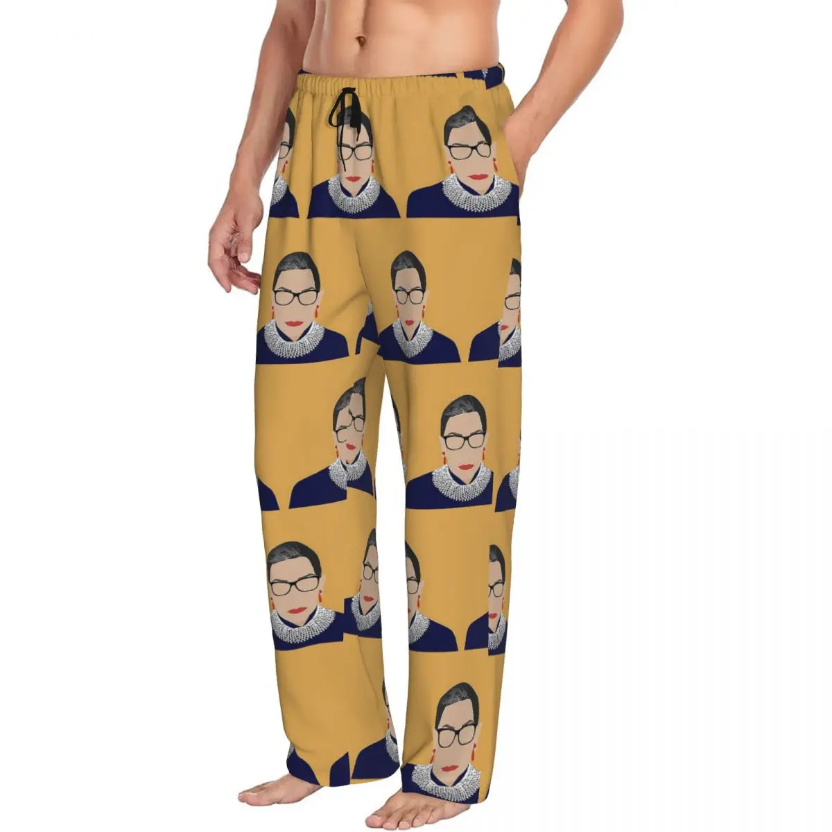Custom Ruth Bader Ginsburg Pajama Pants Men Sleepwear Sleep Lounge Bottoms with Pockets