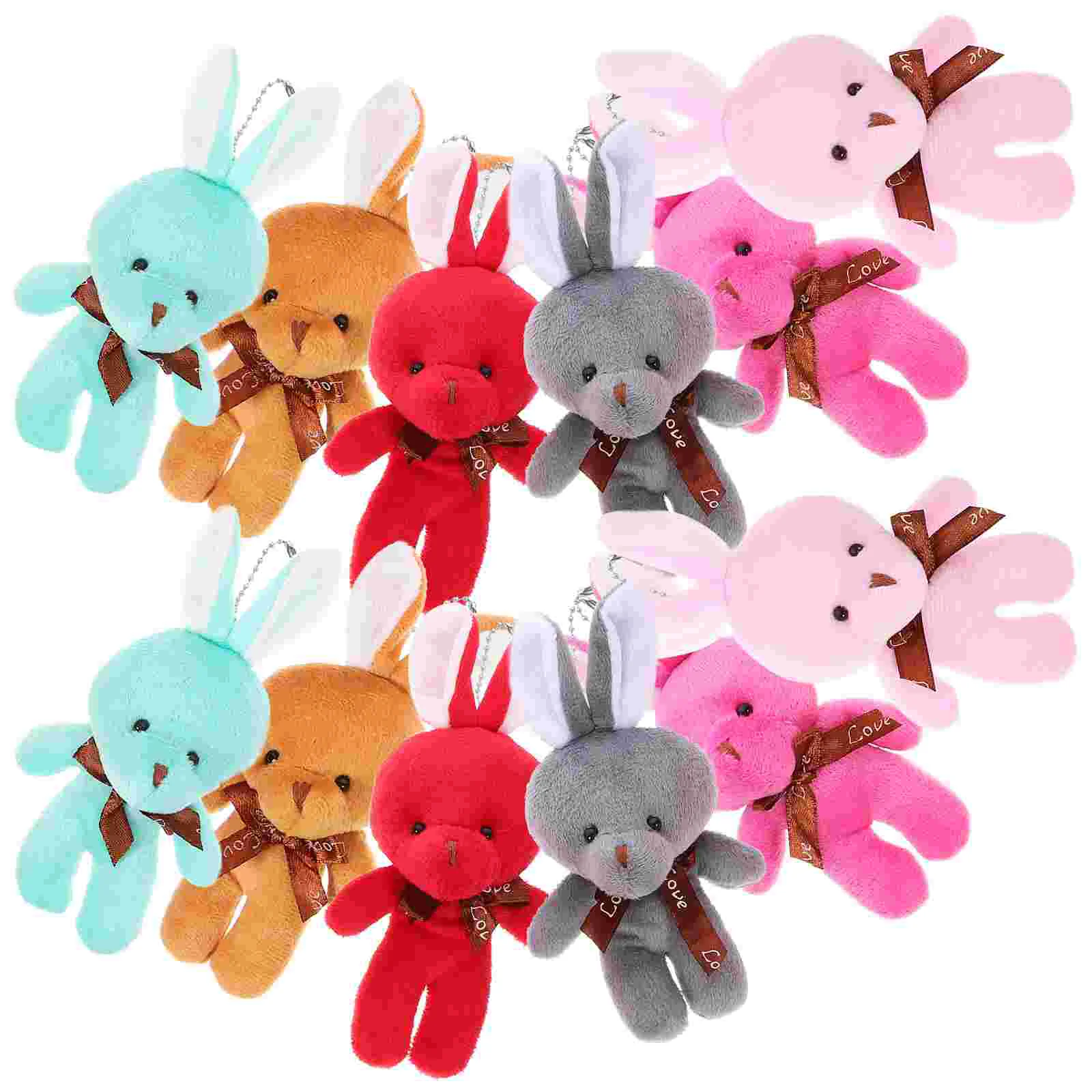 

12 Pcs Fluffy Bunny Keychain Stuffed Animal Pendant Mini Plush Toys Hanging nament Cute Decor Adornment Safe Wear