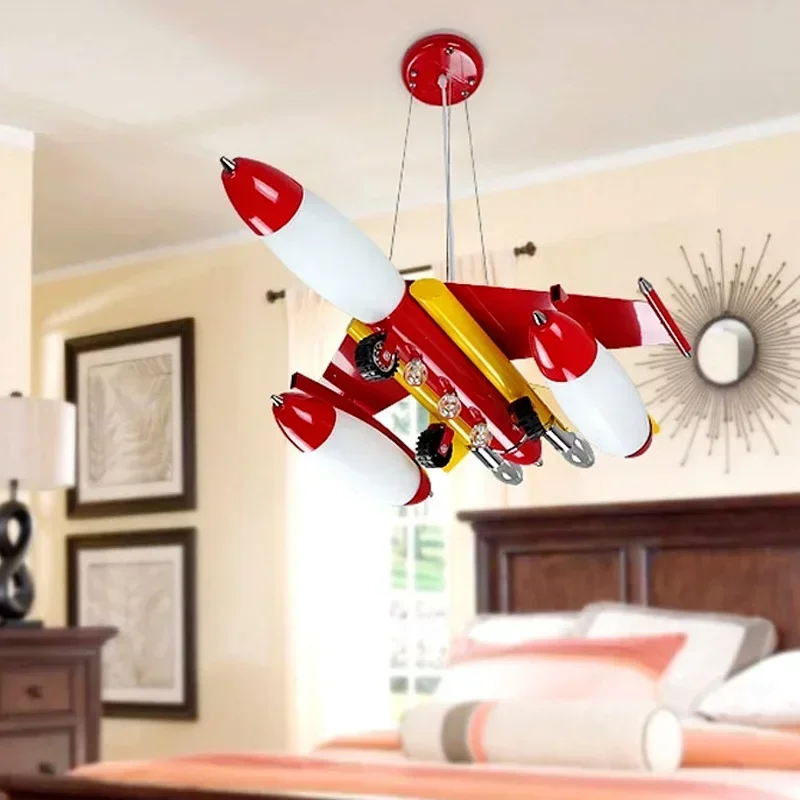 غرفة الأطفال الحديد الطائرات قلادة ضوء Led 110 فولت-220 فولت E14 LED مصباح الصبي قلادة أضواء لغرفة الطعام الحديثة معلقة #6