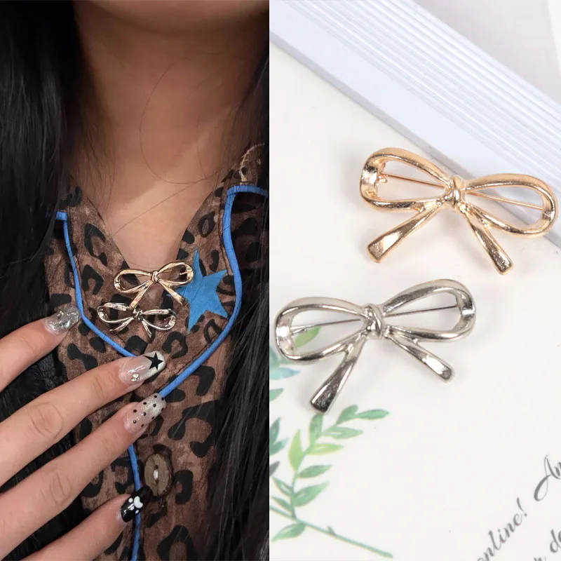 

1 Pair Women Exquisite Small Metal Brooch Bowknot Women's Clothing Fixed Clothes Scarf Hat Pin