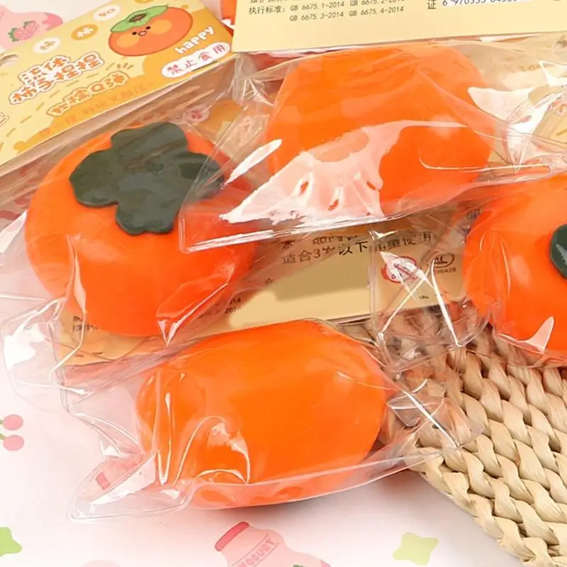 Fruit réaliste Persimmon Stress Stress Ball Sensory Democompressing Toy avec lent jouet sûr en hausse pour les enfants Adulte