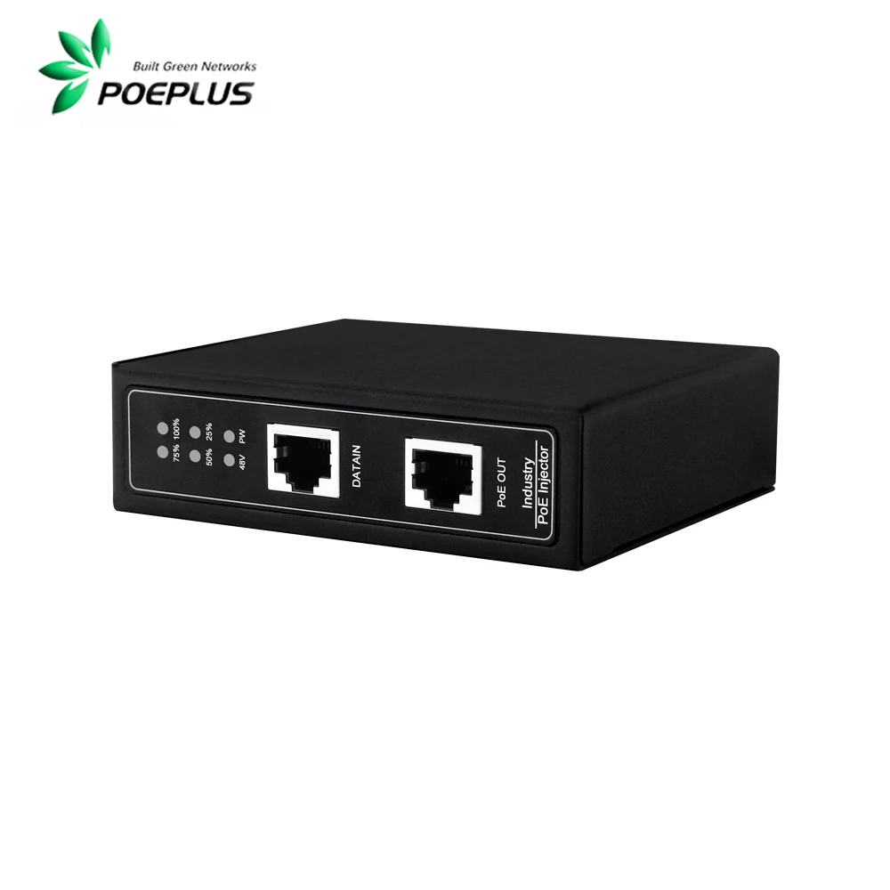 2.5G حاقن POE الصناعي | 30/90/120 واط اختياري | 12-48Vdc في | الإسكان سبيكة | حماية من زيادة التيار IP40 6KV | تركيب السكة DIN