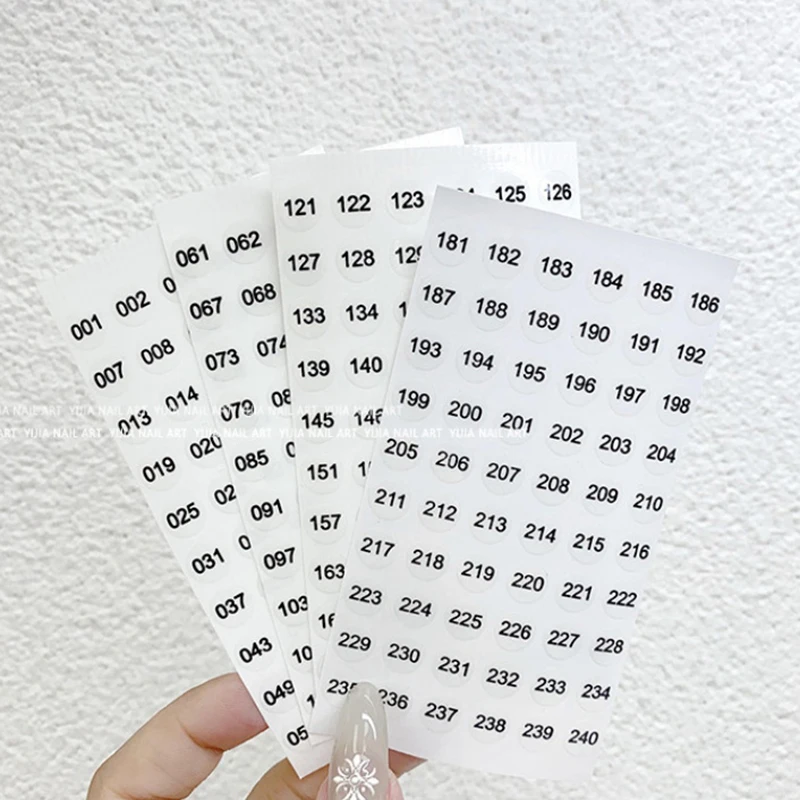 For DIY Craft Self Adhesive Nail Polish Lipstick Color Number Tags Sticker 1/4sheets Waterproof Laser Number Label Stickers