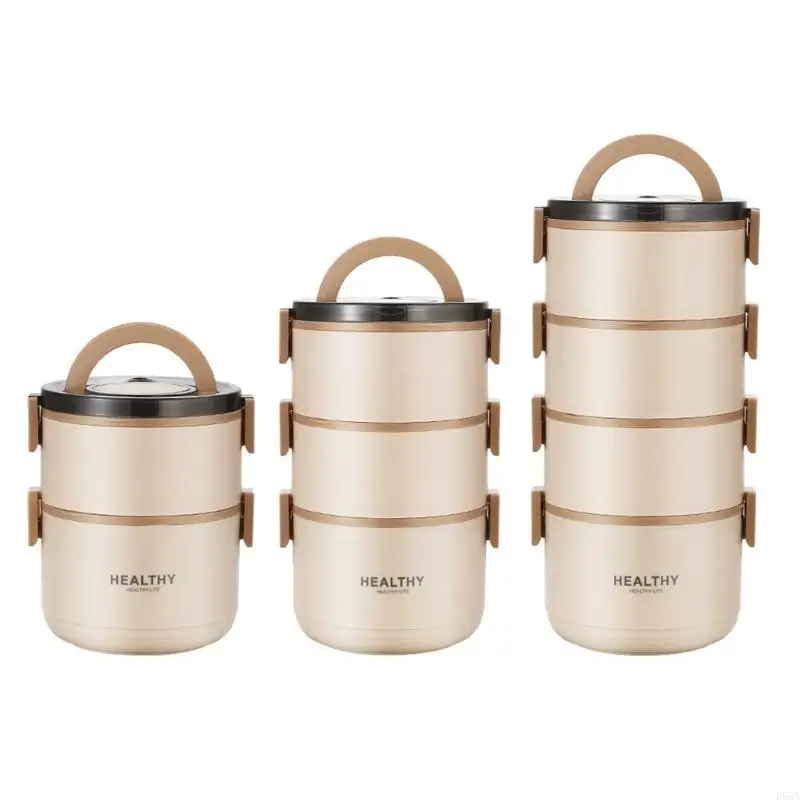 

R66A Durable 304 Nonrust Steel Thermal Container Double Layer Insulation Spill Proof Sealing Lunch Box with Cutlery