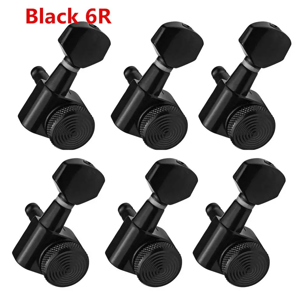 6pcs Right Locking Guitar String Tuning，machine heads, black gear ratio for 6R inline, for acoustic guitar accessories