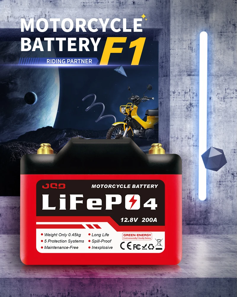 12V 2AH starter lithium-ion motorcycle battery ultra-light weight strong power.