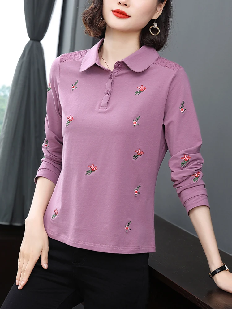 

2023 Women Cotton Tops Women's Blouses Fashion Floral Print Casual Long Sleeve Office Lady Work Button Shirts Female Slim Blusas