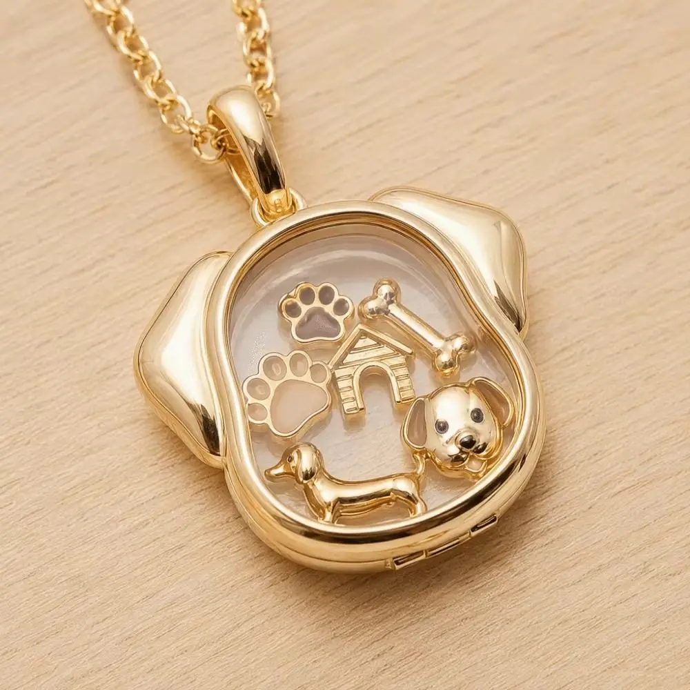 Copper Open Pendant Necklace Can Be Opened Does Not Fade DIY Collarbone Chain Hollow Small Items Pet Dog DIY Accessory Gift Item