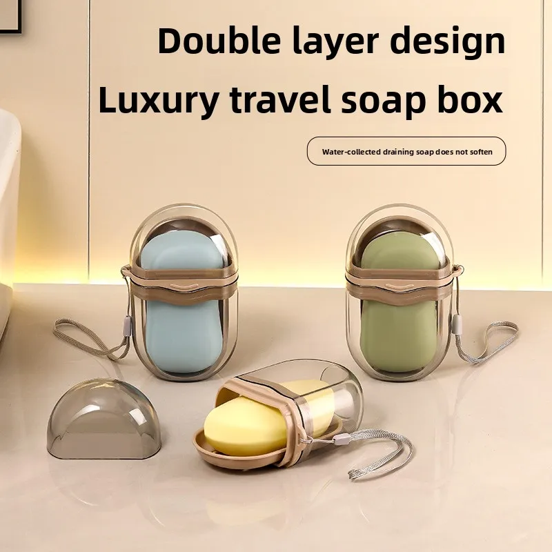 

Luxury Travel Soap Container Sealed Portable Soap Box with Drain Cover Creative Bathroom Storage Organizer Business Trip