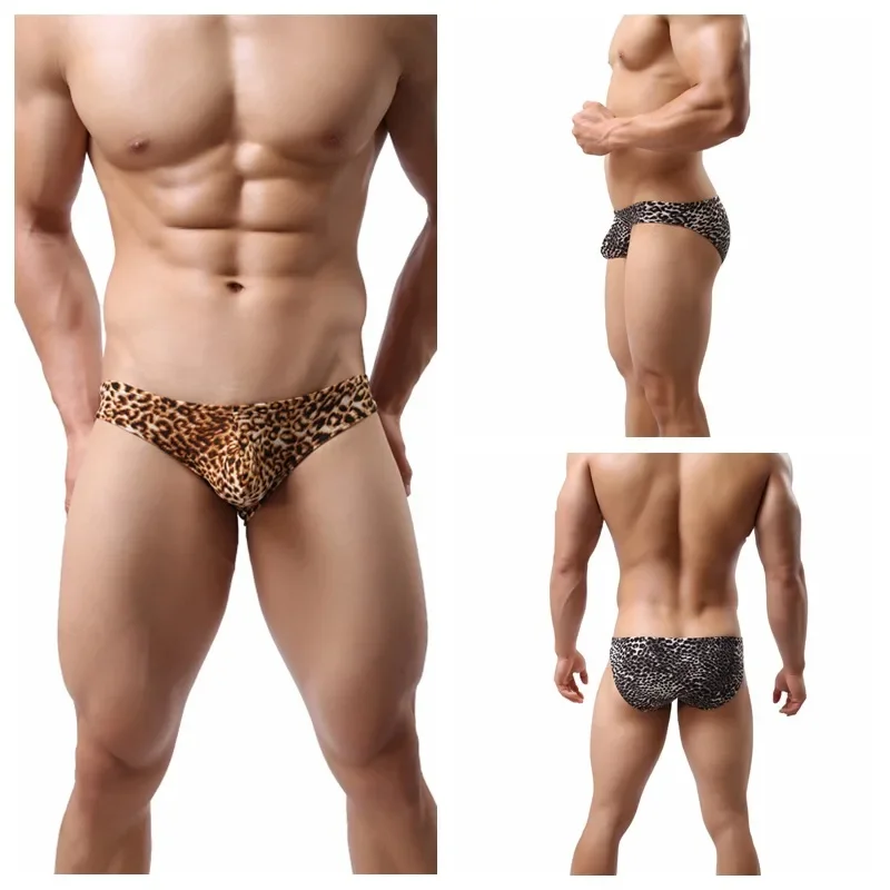 Sexy Light Soft Breathable Men\'s Leopard Print T Shaped Underwear Male Bikini Briefs Man Thongs And G Strings 2021 New M~2XL