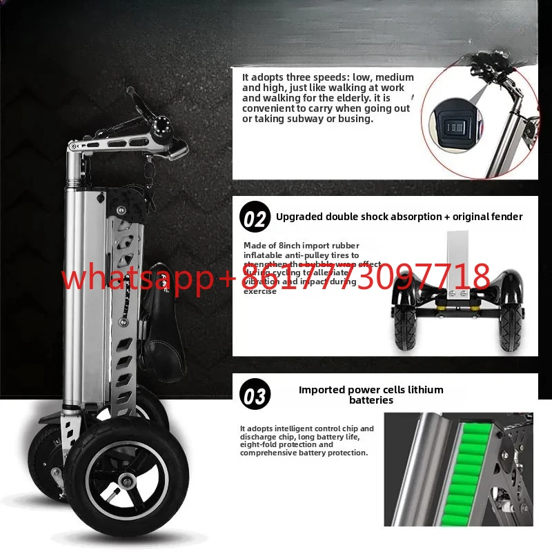 Light Foldable Electric Trike/Bike for Adults - Portable Lithium Battery, Long Range & Compact Design | Unisex Commuter E-Bike