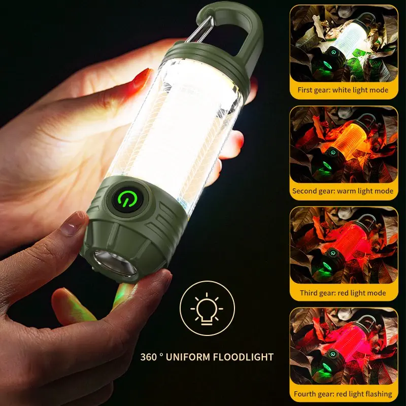 XTE+LED Camping Light 6 Modes USB Rechargeable Tent Lamp Waterproof Portable Lantern Flashlight Night Emergency Light with Hook