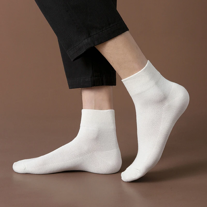 Chaussettes en coton pour hommes, haute qualité, décontractées, respirantes, confortables, affaires, douces, simples, à la mode, lot de 8 paires