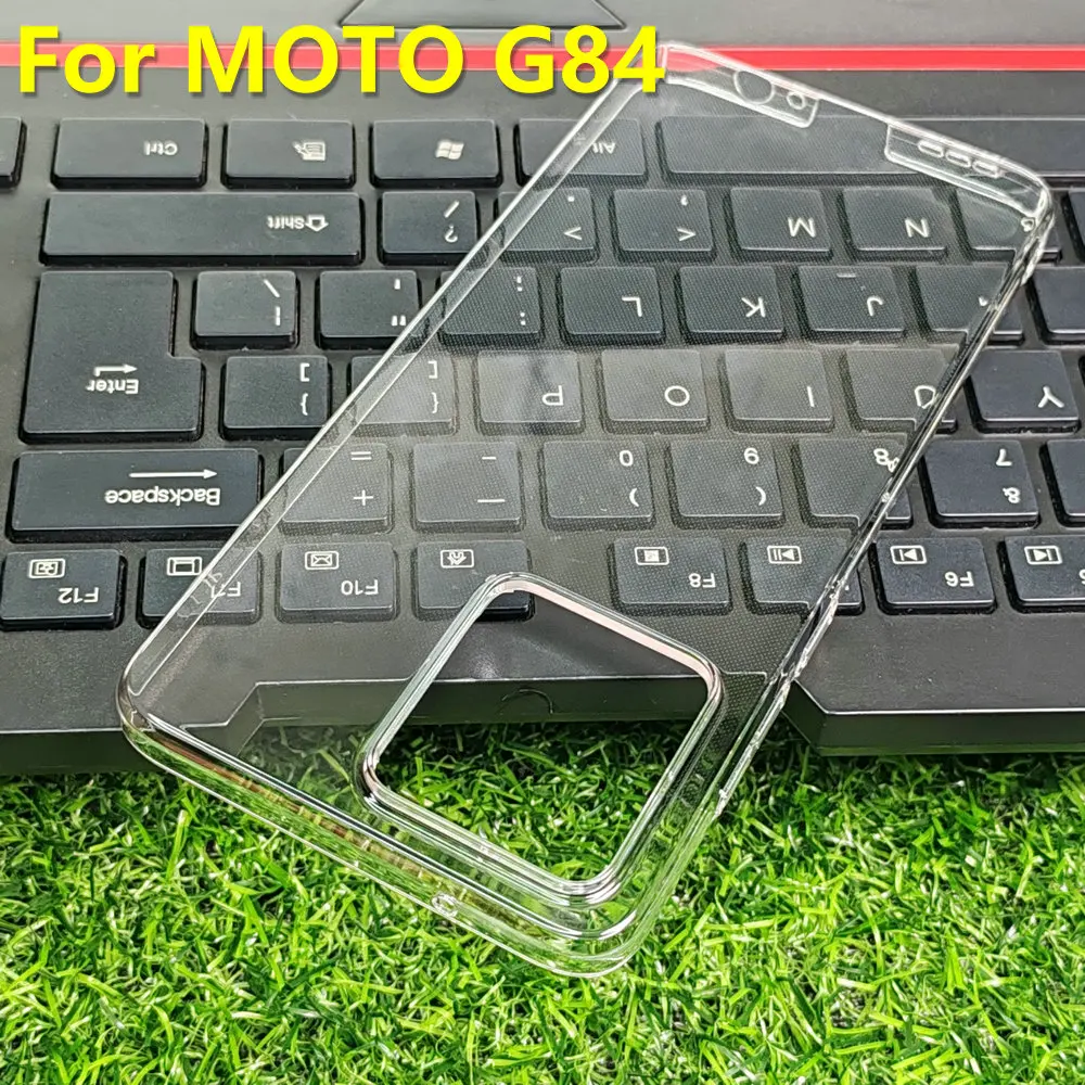 Per Motorola G32 G34 G52 G54 G62 G82 G84 custodia Crystal Hard PC Full Cover Clear Camera Protect Back Shell